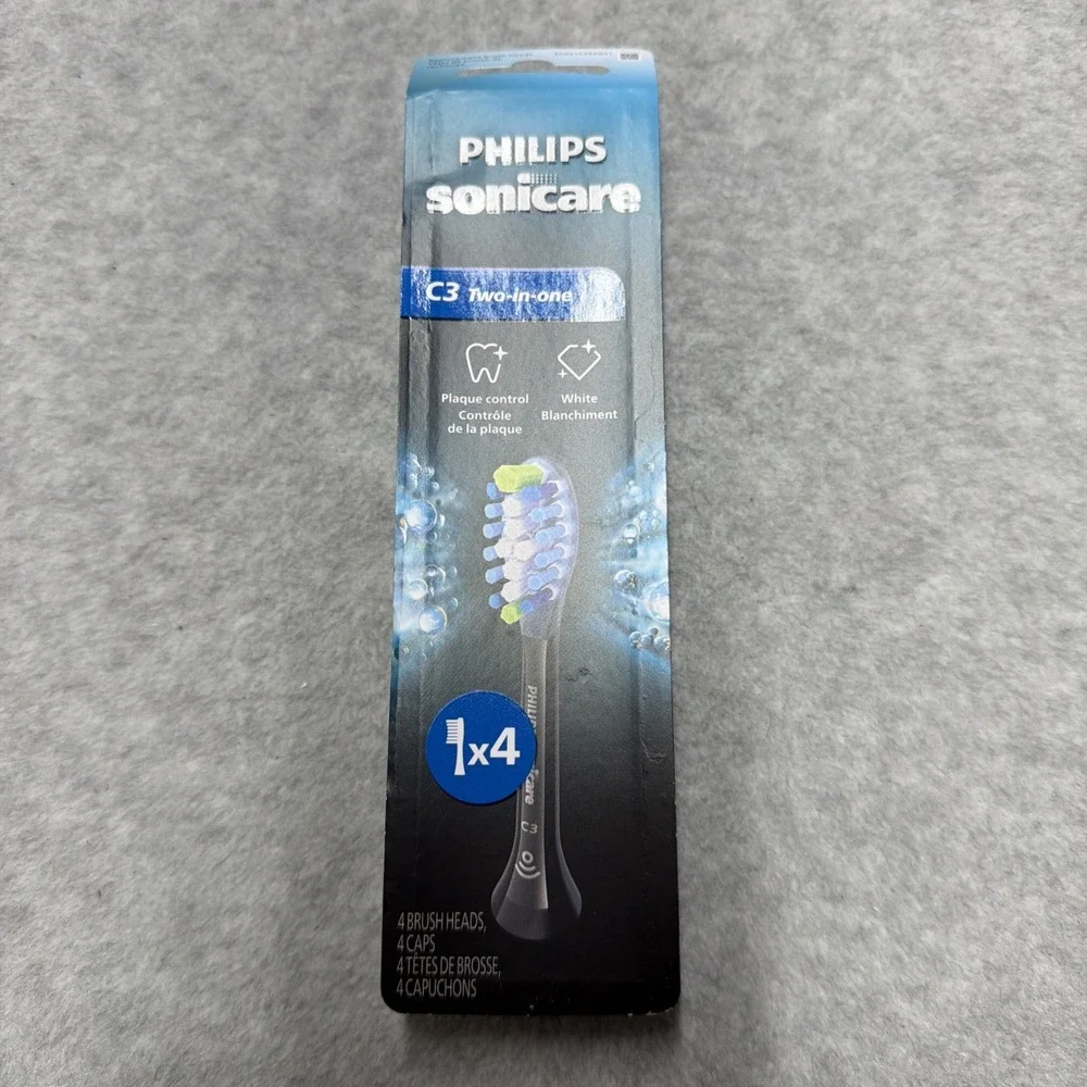 4x Philips DiamondClean Smart C3 Plaque Control Brush Heads Black